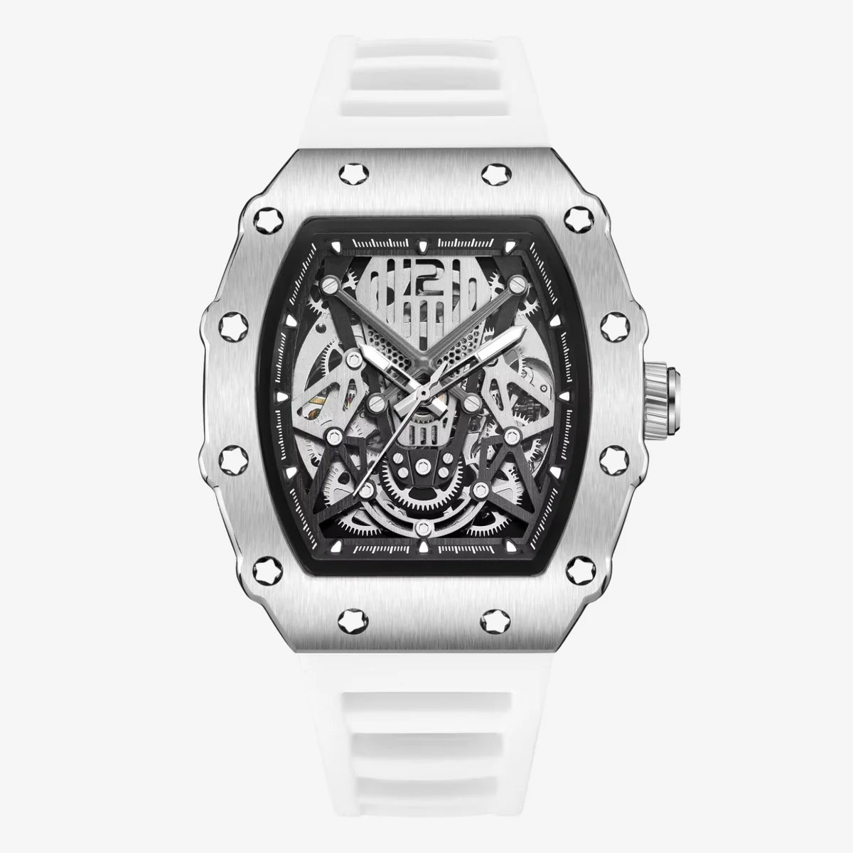 Relógio Masculino Luxo Skeleton Branco
