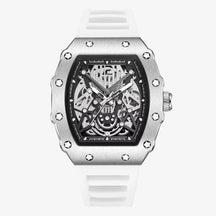 Relógio Masculino Luxo Skeleton Branco