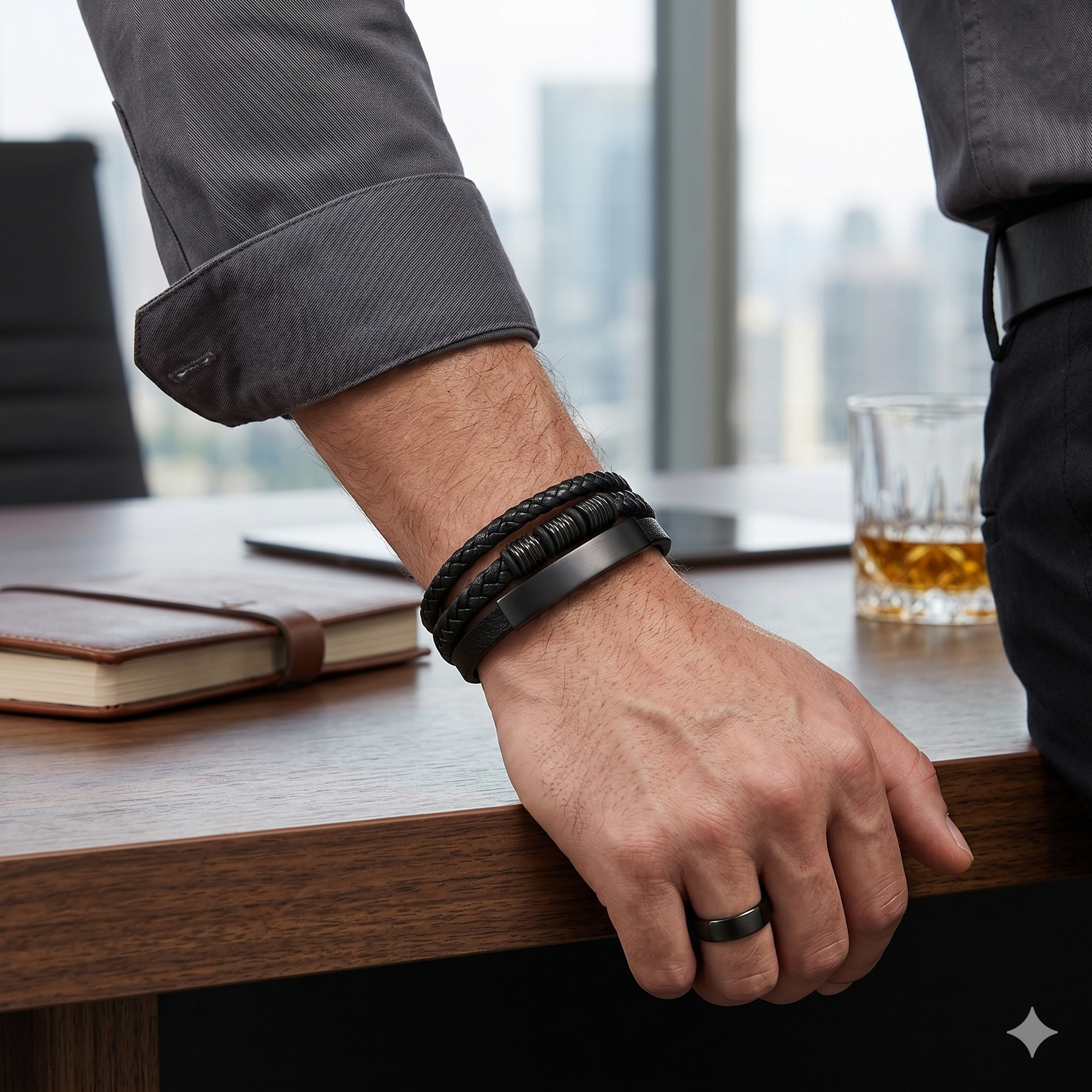 Pulseira de Couro Masculino Riviera
