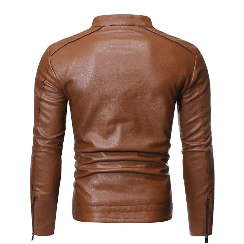 Jaqueta Masculina em Couro - Cognac Fit