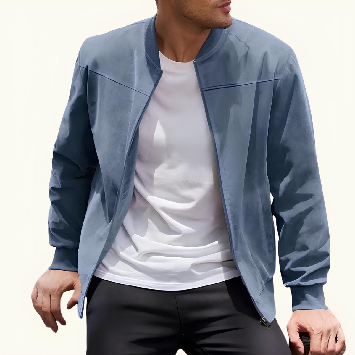 Jaqueta Masculina de Camurça Old Money Renoir azul claro