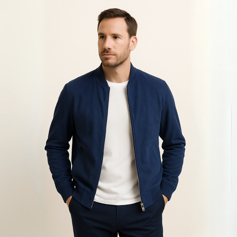 Jaqueta Masculina de Camurça Old Money Renoir azul marinho