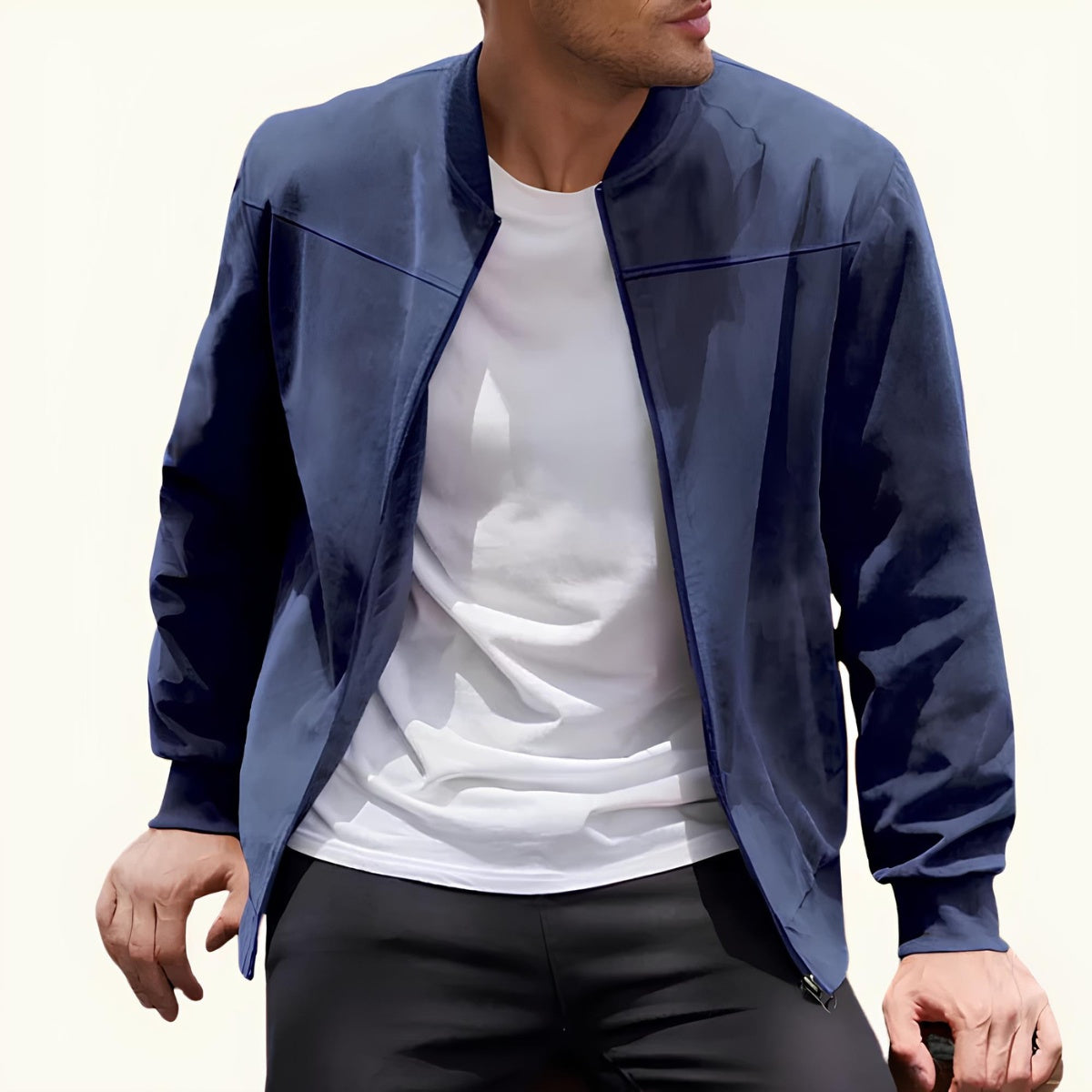 Jaqueta Masculina de Camurça Old Money Renoir azul marinho 