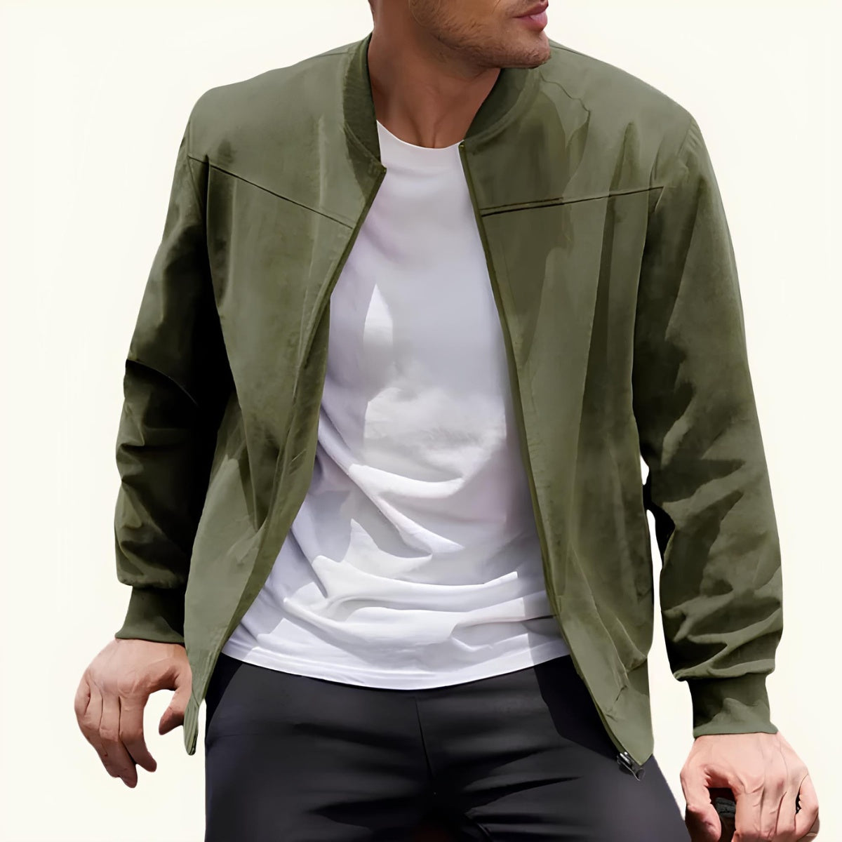 Jaqueta Masculina de Camurça Old Money Renoir verde militar