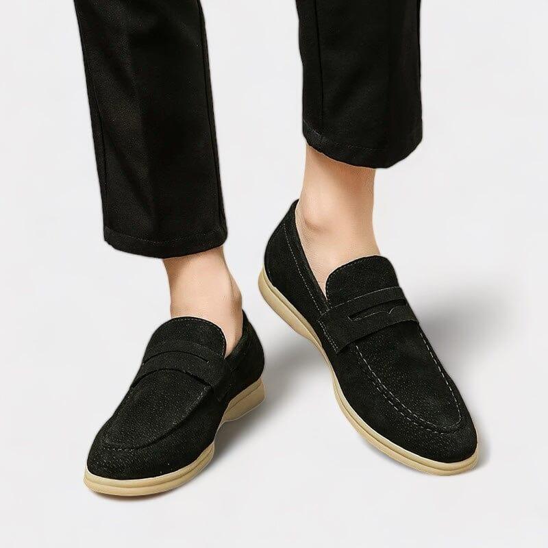 Mocassim Loafer de Camurca Masculino Florenza Preto