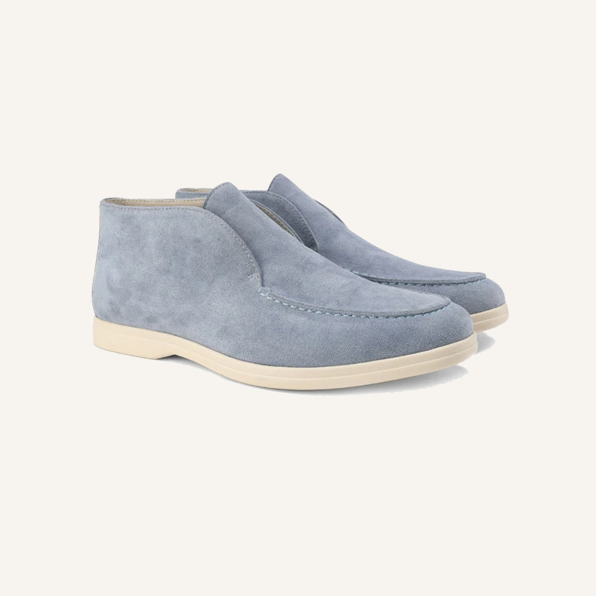 Mocassim Masculino de Camurca Cano Alto Tuccili Azul claro