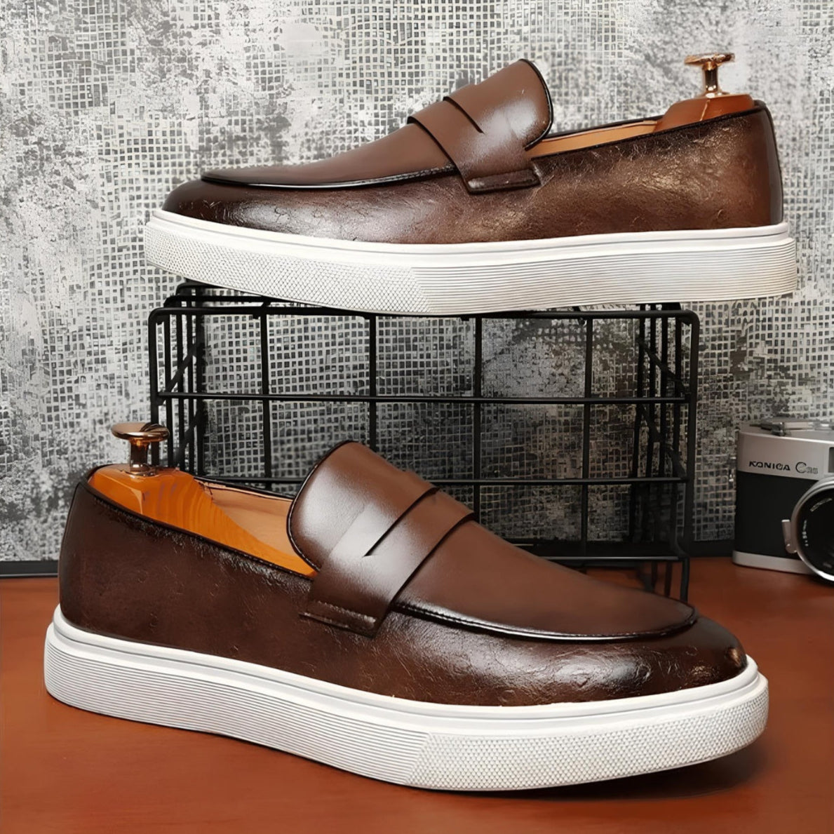 Mocassim de Couro Italiano Masculino Miliani marrom