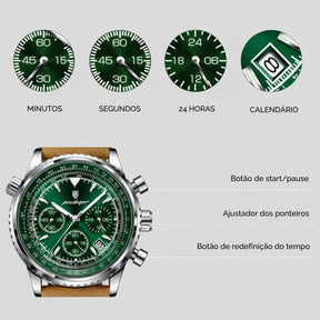 Relógio de Couro Masculino Verde Bellatour