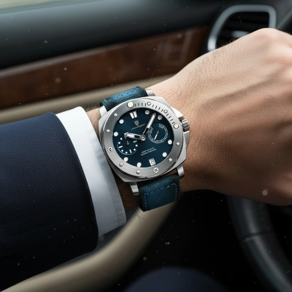 Relogio Masculino Militar de Luxo Heritage azul