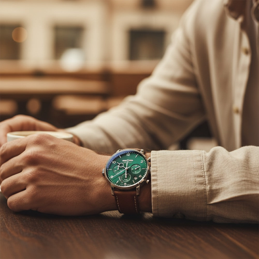 Relogio Masculino Zeppelin Verde Cronografo