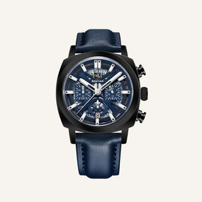 Relogio de Couro Masculino Benyar Luxe azul e preto