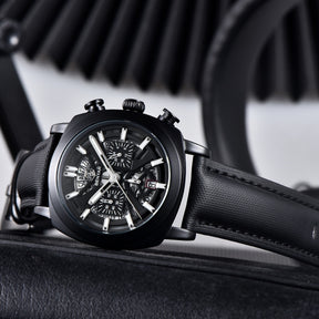 Relogio de Couro Masculino Benyar Luxe preto e preto