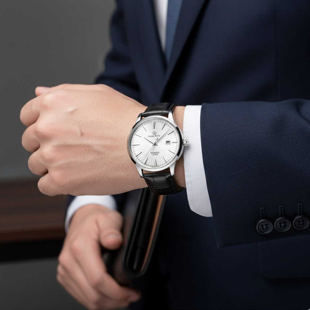 Relogio de Couro Masculino Pattriz branco