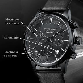 Relogio de Couro Masculino Preto Luxemiro all black