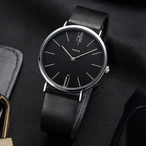 Relogio de Couro pulseira preto Old Money Civano 