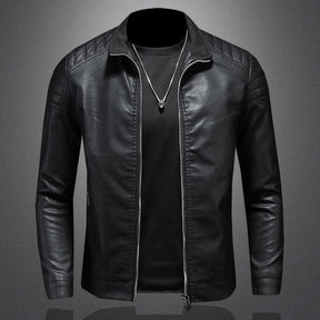 Jaqueta Masculina em Couro Genuíno - Black Shield