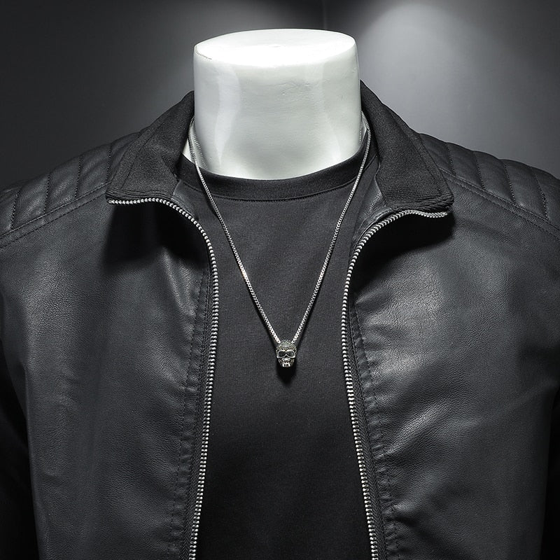 Jaqueta Masculina em Couro Genuíno - Black Shield