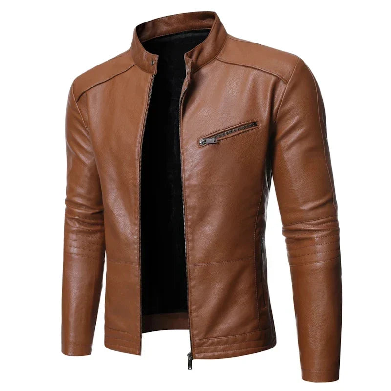 Jaqueta Masculina em Couro - Cognac Fit