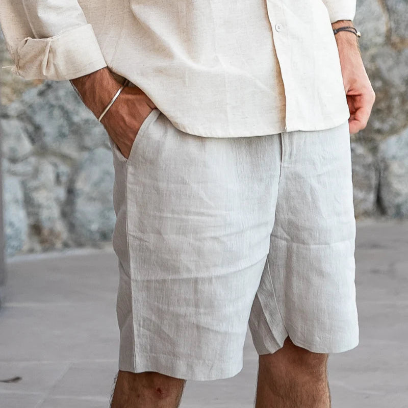 Short Masculino de Linho Old Money Milford bege