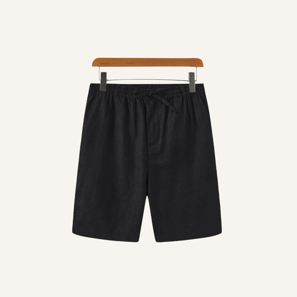 Short Masculino de Linho Old Money Milford preto