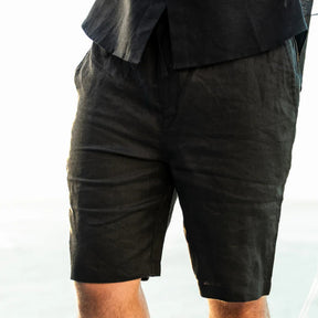 Short Masculino de Linho Old Money Milford preto