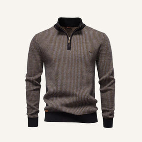 Suéter Tricô Meio Zíper Masculino Vaccioni marrom