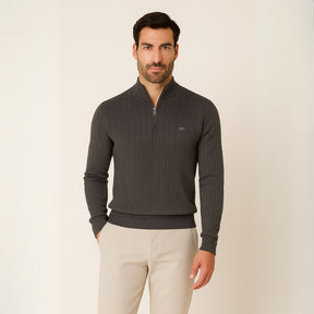 Sueter Masculino Gola Alta com Ziper Verri cinza