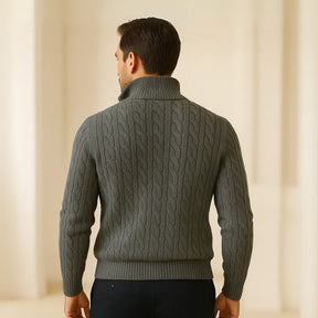 Sueter Masculino de Trico Gola Alta Meio Ziper Fontaine cinza