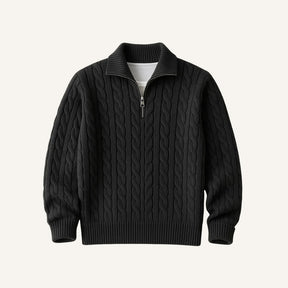 Sueter Masculino de Trico Gola Alta Meio Ziper Fontaine preto