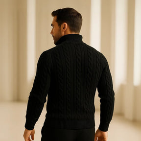 Sueter Masculino de Trico Gola Alta Meio Ziper Fontaine preto