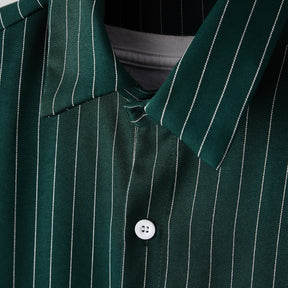 Tecido Camisa Masculina Listrada Old Money Verde Nautic