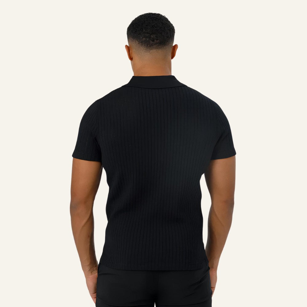 traseira Camisa Polo Masculina de Malha Old Money Saville Preta