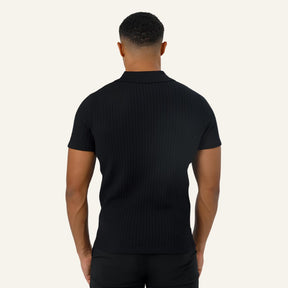 traseira Camisa Polo Masculina de Malha Old Money Saville Preta