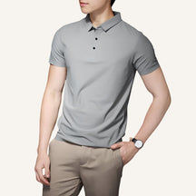 Camisa Polo Masculina Seda Gelo - Anti Amassado Cinza claro