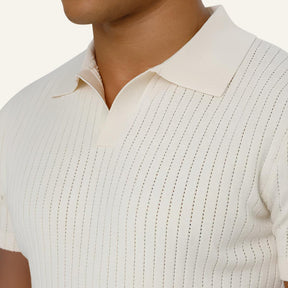 malha Camisa Polo Masculina de Malha Old Money Saville Branca