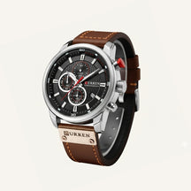 Relogio de Couro Masculino Cronógrafo Dominus prata