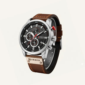 Relogio de Couro Masculino Cronógrafo Dominus prata